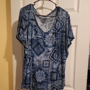 Sonoma Blue Graphic Short Sleeve Blouse